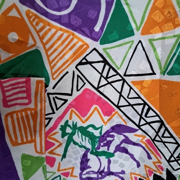 Vtg JORDANA USA colorful blazer lined shoulder pads lightweight abstract funky L - Picture 9 of 11